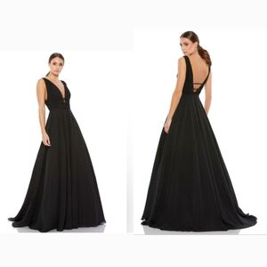 Mac Duggal Empire Waist Gown Womens 4 Black Maxi Dress